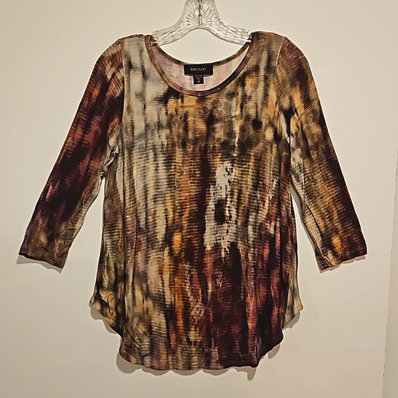 Karen Kane multicolored static graphic print tunic top Med. 3/4 sleeves cozy - Picture 1 of 6